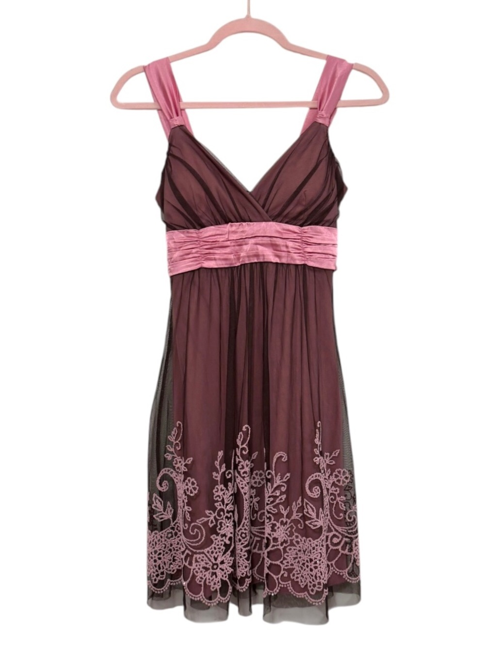 Y2K Mesh Babydoll Tie Back Embroidered Coquette Fairy Dress